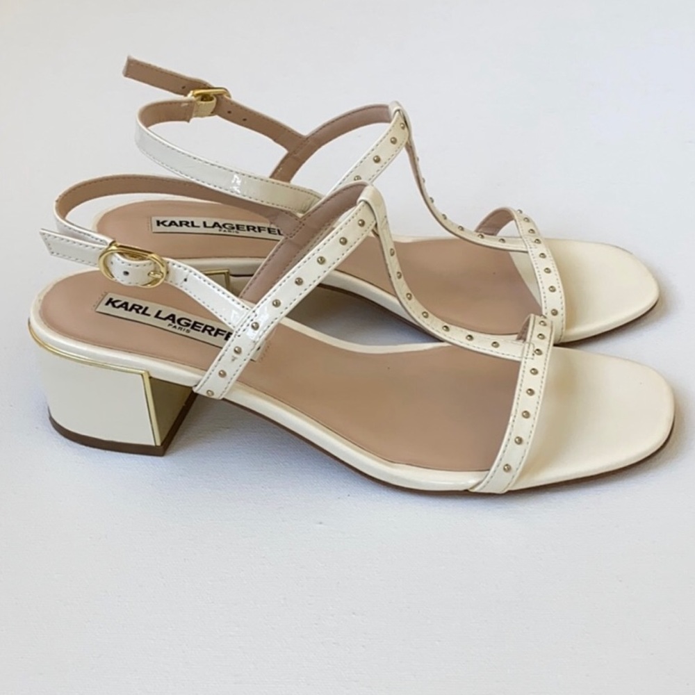 (Sold) White leather block heel sandals